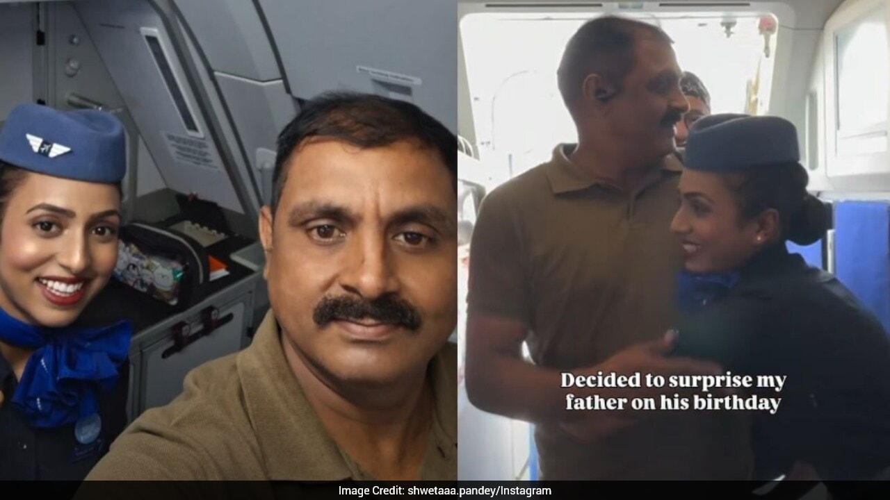Flight Attendant Surprises Father On His Birthday Mid-Flight, Wins Hearts Online