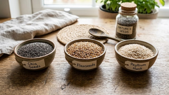 Chia Seeds, Flaxseeds, and Psyllium Husk can effect your body in different ways