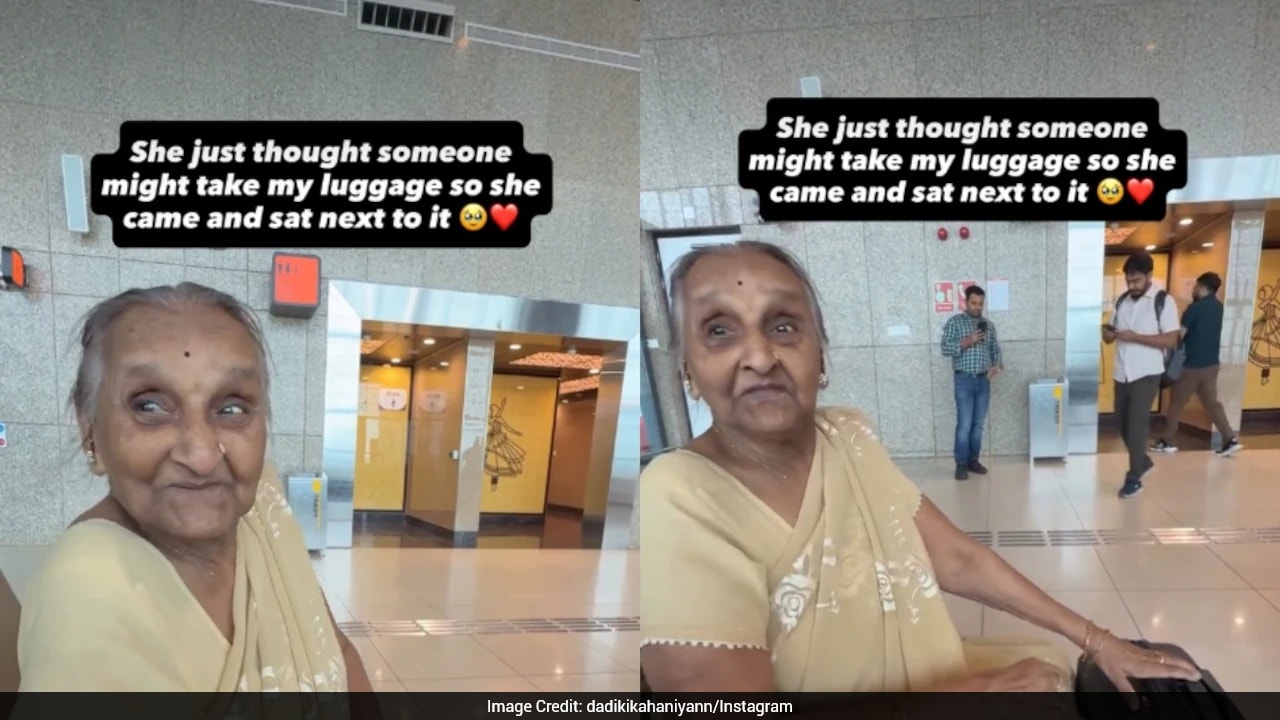 Elderly Woman Guards Granddaughter's Luggage At Airport, Her Reason Wins Hearts Online