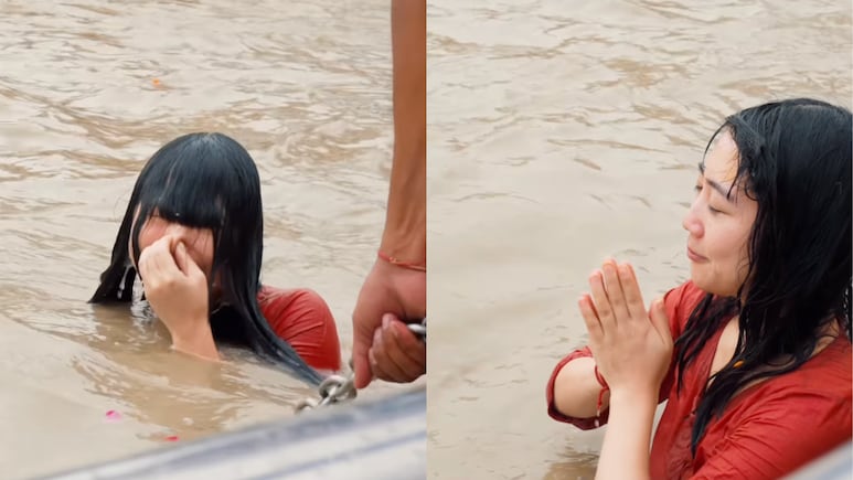Japanese Creator Spends 13 Years Learning Indian Culture, Takes First Holy Dip In Ganga