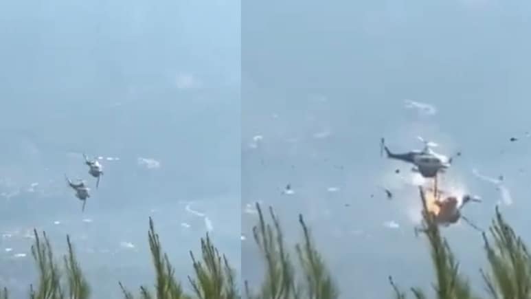 Video: 2 Helicopters Collide Mid-Air While Battling Greek Wildfires
