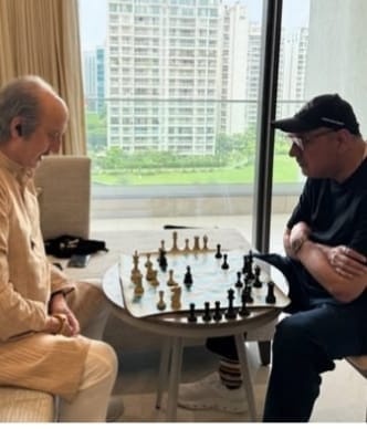 Anupam Kher Discusses Films And Plays Chess With Boman Irani In Between Takes