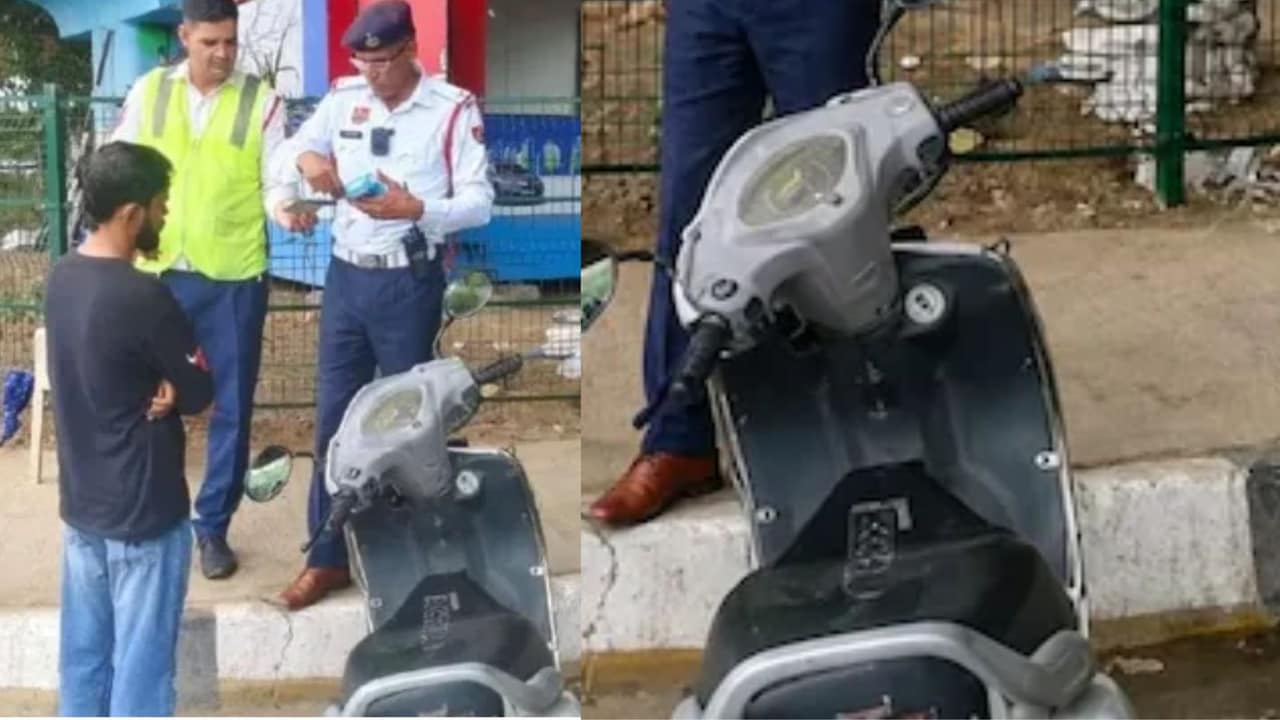 Gurugram Scooter Rider Shocked By Rs 1 Lakh Pending Traffic Fines