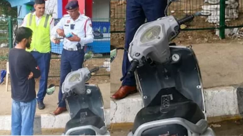 50 हजार की स्&zwj;कूटी पर 10 लाख का जुर्माना, ट्रैफ&zwj;िक पुल&zwj;िस भी रह गई दंग