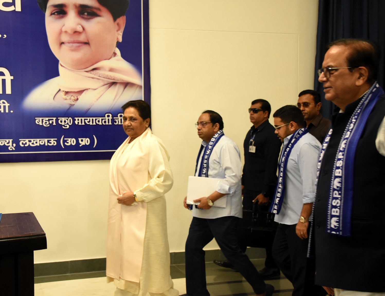 Mayawati with brother Anand Kumar, his younger son Ishan Anand, and senior leader SC Mishra at the September 3 meet of the party in Lucknow where Akash was absent and ousted. Mayawati with brother Anand Kumar, his younger son Ishan Anand, and senior leader SC Mishra at the September 3 meet of the party in Lucknow where Akash was absent and ousted.