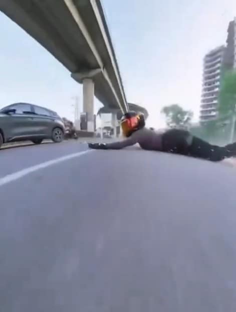 Sia went crashing down after the sedan rammed her superbike in Gurugram Sia went crashing down after the sedan rammed her superbike in Gurugram