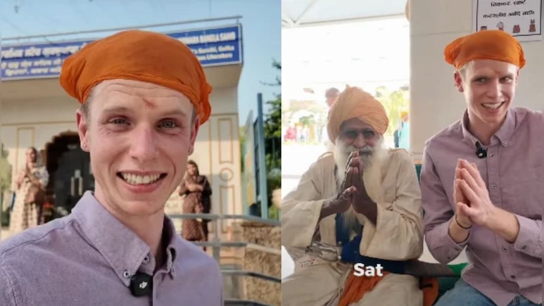 Video: Foreigner Visits Gurudwara Bangla Sahib In Delhi, Learns Hindi And Punjabi Lessons On Site