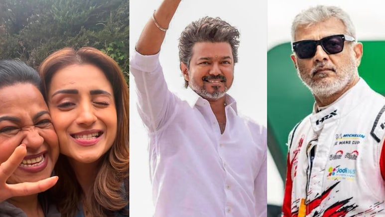 Trisha Krishnan-Radhika Sarathkumar Bond In Viral London Pic As Vijay Flags Off Ajith Kumar's Silverstone Race