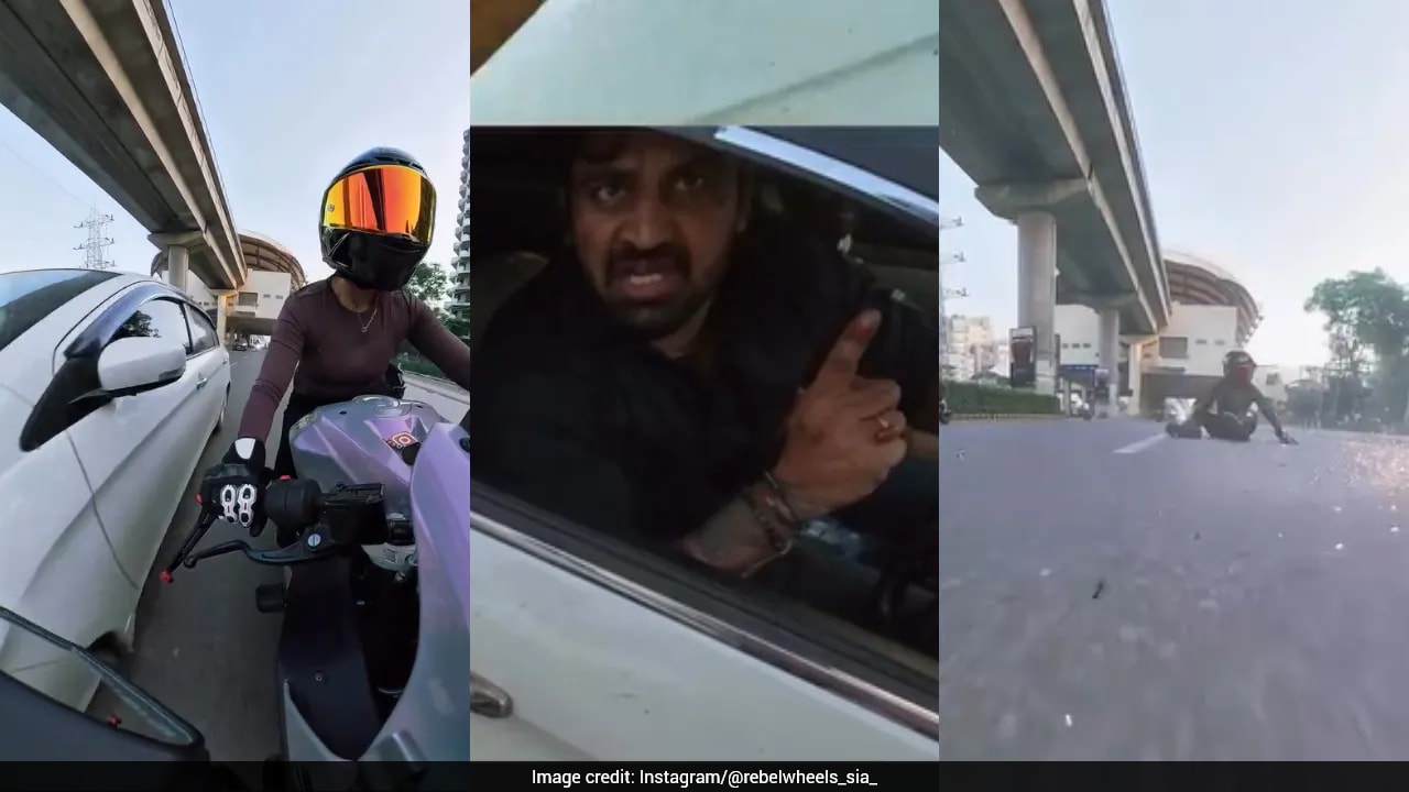 Woman On Sports Bike Hit By Car In Gurugram For Asking Driver To Stay Away