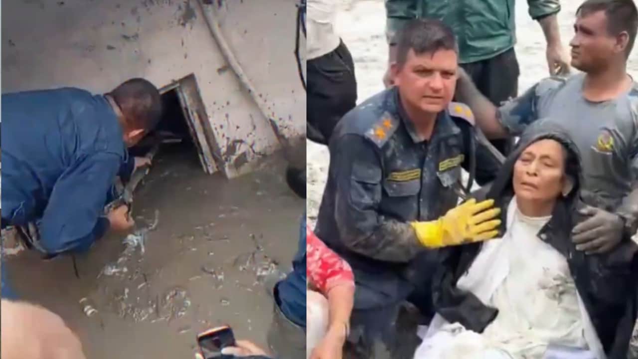 नेपाल में बाढ़ के 10 द‍िन बाद मलबे में दबे घर से ज‍िंदा म‍िली 60 साल की मह‍िला- VIDEO