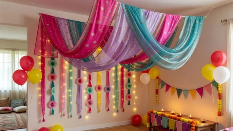 DIY Birthday Decoration Ideas: साड़ी और दुपट्टे से घर पर ऐसे करें बर्थडे डेकोरेशन, बिना ज्यादा खर्च बनेगा खूबसूरत फोटो कॉर्नर