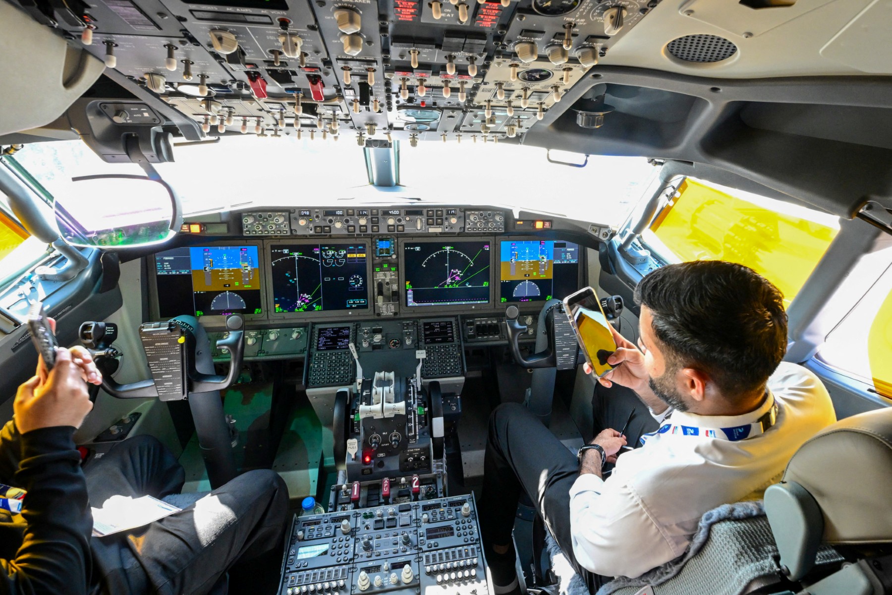 The cockpit of a FlyDubai 737 Max. The cockpit of a FlyDubai 737 Max.