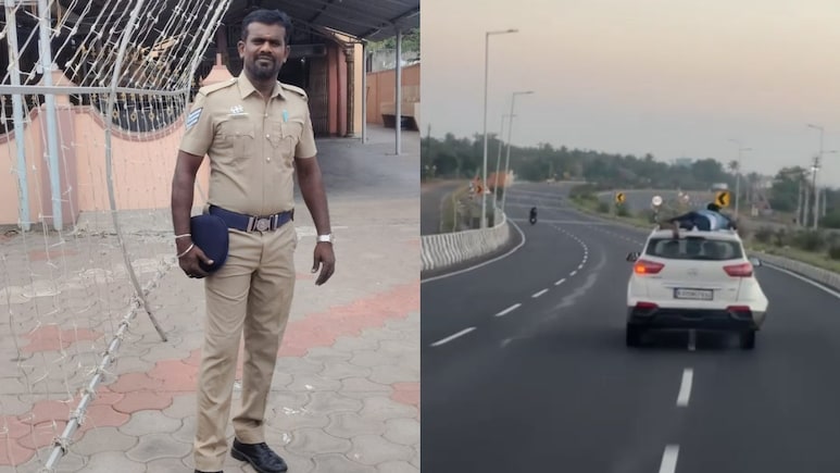 On Camera, Cop Climbs Car Roof, Chases Smugglers For 40 km In Tamil Nadu