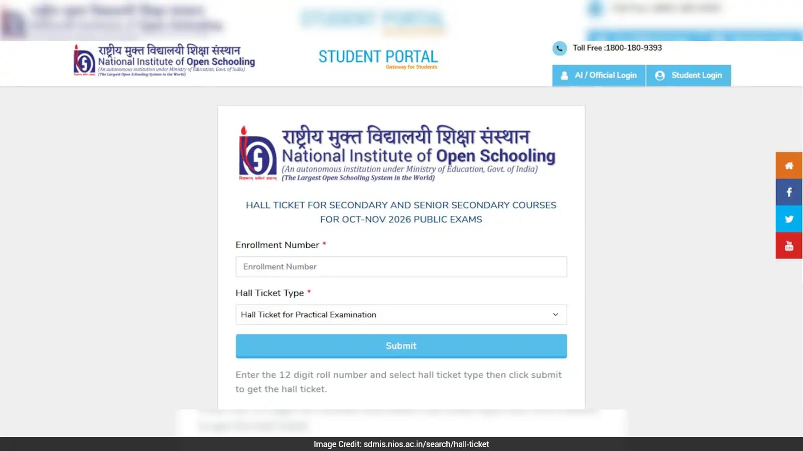 NIOS Releases Class 10 and 12 Admit Cards for 2026 Exams Online