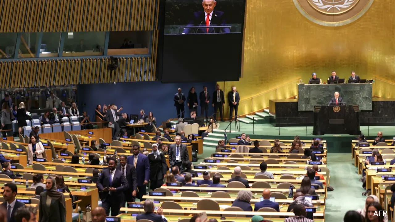 Video: Dozens Of Delegates Walk Out As Netanyahu Takes UN Stage