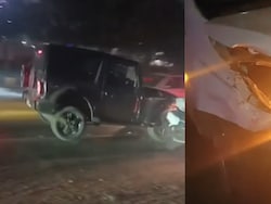 Video: After Fight, Man Repeatedly Rams Thar Into Friends' Cab In Gurugram
