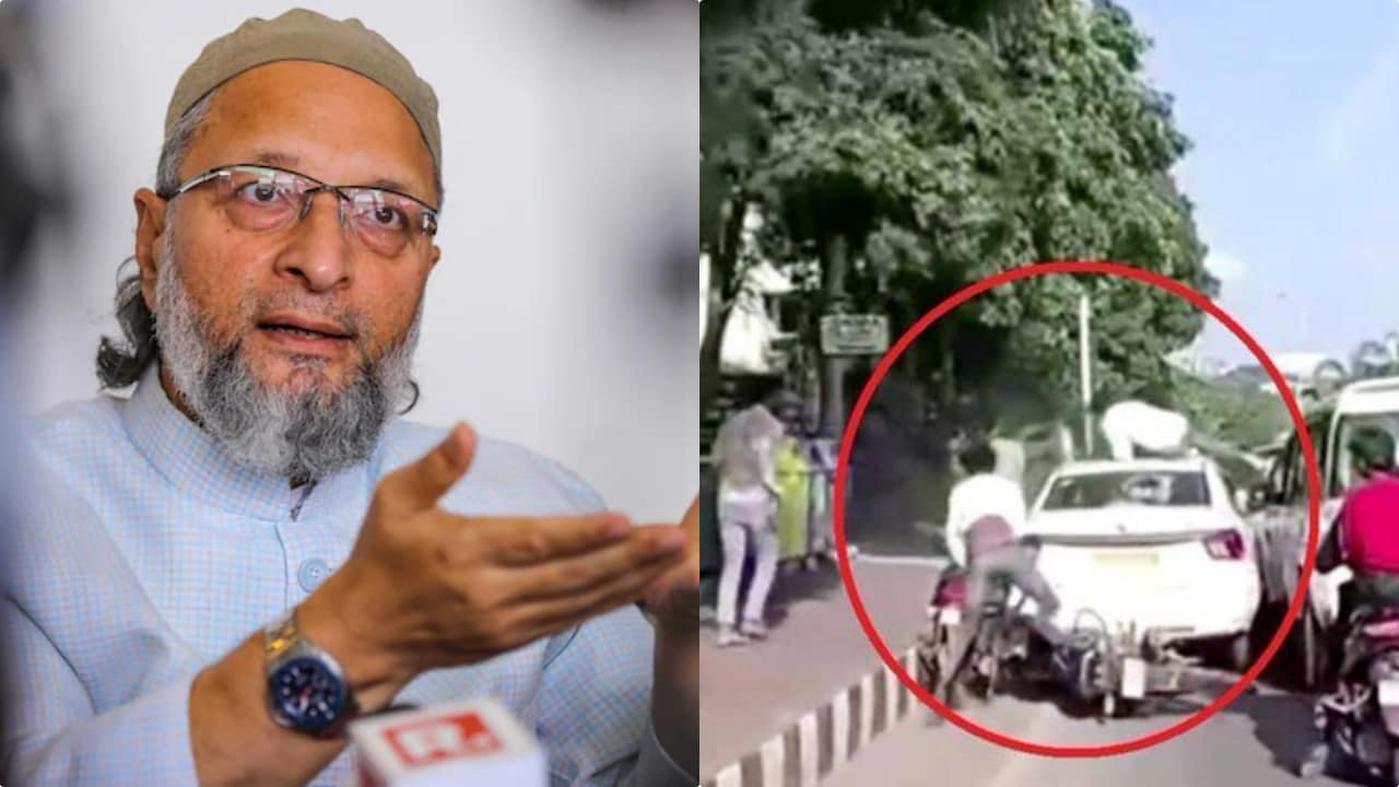 भोपाल में ओवैसी के काफिले का एक्सीडेंट, ब्रेक लगाते ही VIP रोड पर आपस में भिड़ीं गाड़ियां, देखें वीडियो