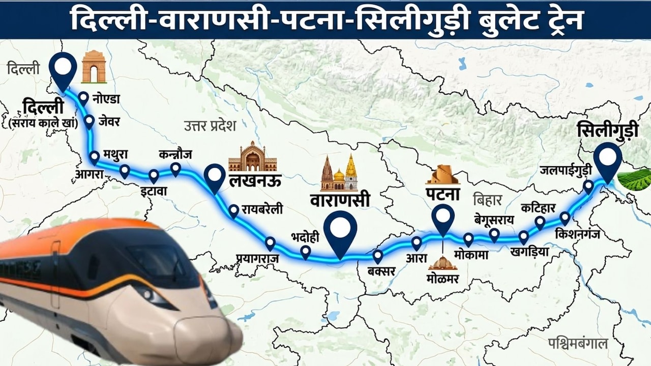 दिल्ली की पहली बुलेट ट्रेन ने पकड़ी रफ्तार, 1557 KM में 22 स्टेशन, वाराणसी, पटना और सिलीगुड़ी तक हाई स्पीड रेल कॉरिडोर की  DPR तैयार