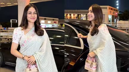 Mrunal Thakur Makes A Stylish Airport Appearance In Rs 24,000 Saree