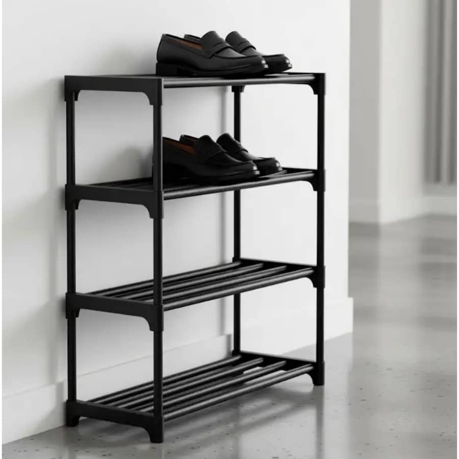 Click here to buy: Quickmart Multipurpose 4 Shelves Plastic Shoe Rack Stand Click here to buy: Quickmart Multipurpose 4 Shelves Plastic Shoe Rack Stand