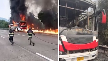 Mumbai-Pune Expressway News: Lucky Escape For Passengers As Bus Catches Fire | Watch