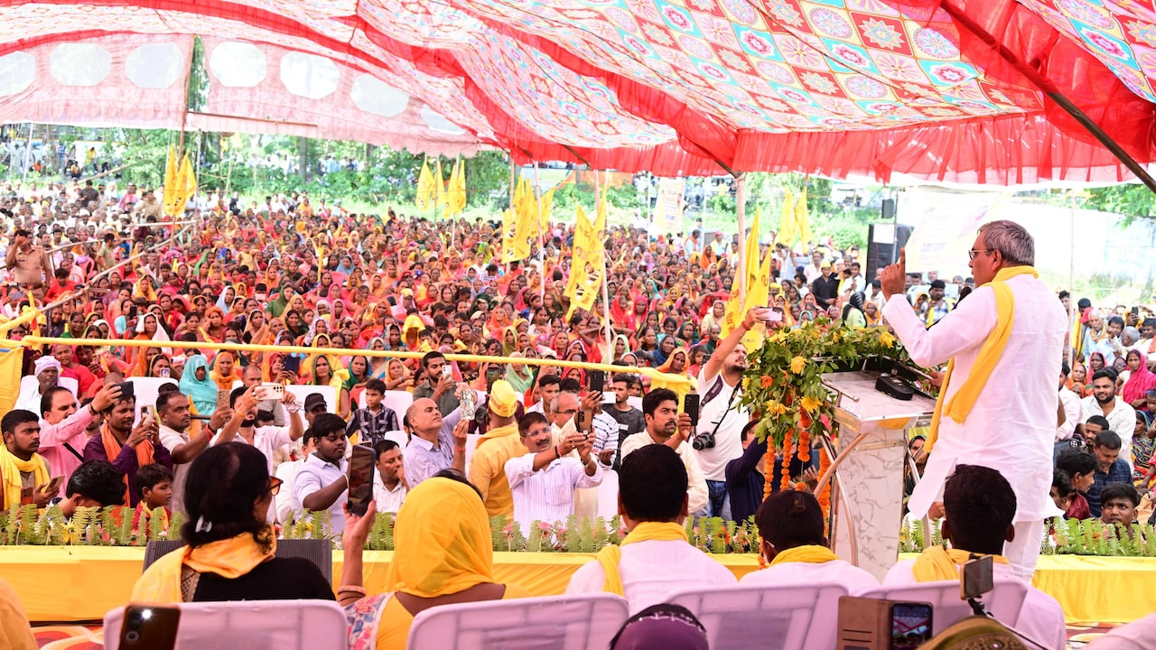 OP Rajbhar during the event in UPs Deoria