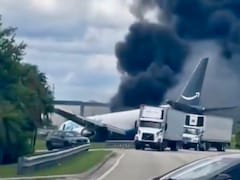 Caught On Camera: Fire, Clouds Of Somke As Amazon Cargo Plane Crashes At Miami Airport, Five Killed