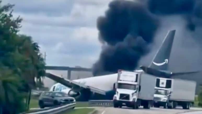 Caught On Camera: Fire, Clouds Of Somke As Amazon Cargo Plane Crashes At Miami Airport, Five Killed