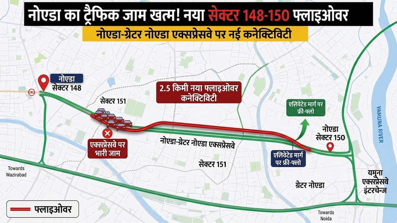 नए फ्लाईओवर का ऐलान, 148 से 153 तक 6 सेक्टरों को मिलेगी हाईस्पीड कनेक्टिविटी, नोएडा-ग्रेटर नोएडा एक्सप्रेसवे में ट्रैफिक जाम घटेगा
