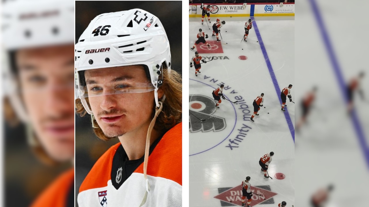 Philadelphia Flyers Players Tuck Jerseys During Warm-Ups In Support Of Trevor Zegras After NHL Penalty