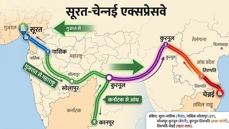 सूरत से चेन्नई 16 घंटे में, नए एक्सप्रेसवे से नासिक, सोलापुर, तिरुपति तक हाई स्पीड कनेक्टिविटी, 5 बड़े राज्य जुड़ेंगे