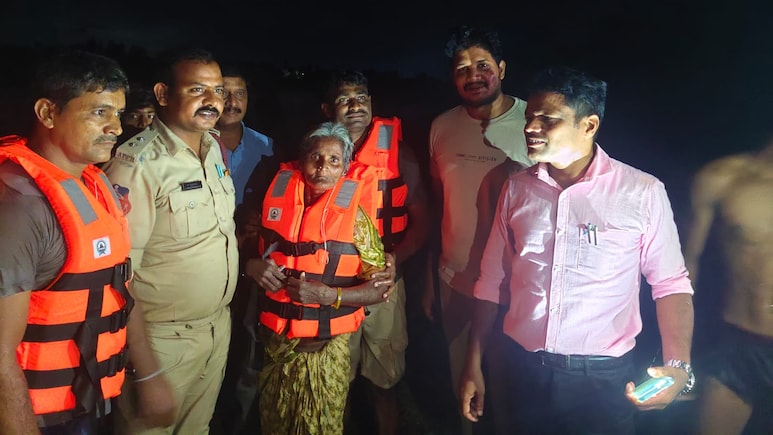 Andhra Woman Rescued After Being Stranded In River Due To Heavy Rain