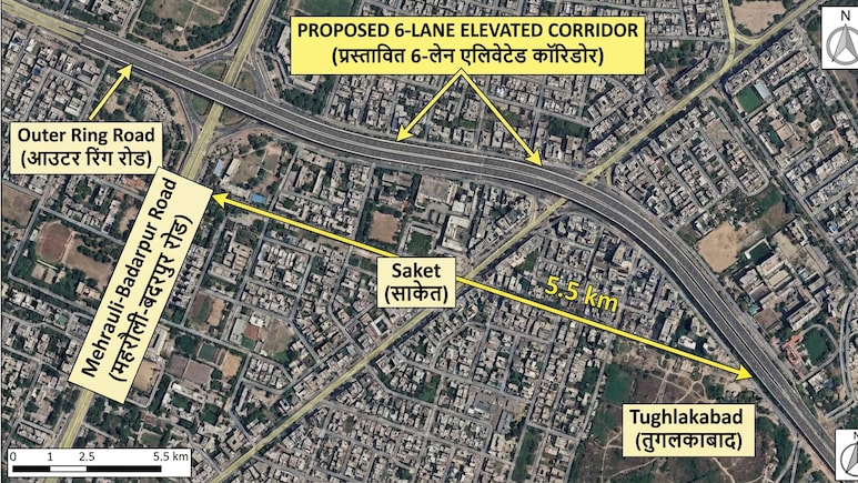 दिल्ली में 6 लेन के नए एलिवेटेड कॉरिडोर का ऐलान, महरौली-बदरपुर से ओखला तक फायदा, 6 मेट्रो स्टेशनों से कनेक्टिविटी