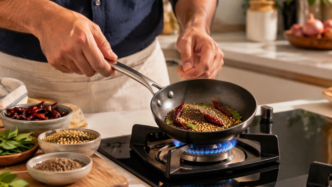 Multipurpose tadka pans with induction base for modern kitchens