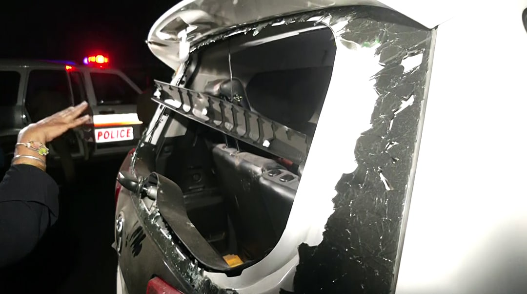 A view of a vehicle vandalised by students during a protest outside Lovely Professional University (LPU), in Phagwara on Sunday. A view of a vehicle vandalised by students during a protest outside Lovely Professional University (LPU), in Phagwara on Sunday.