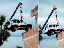 Fearing Theft, Mahindra Scorpio Owner Uses Crane To Park SUV On Rooftop: Video