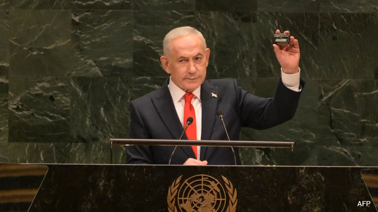 Netanyahu Brings A Pager To UN In Hopes Of Cheers, Gets Jeers Instead