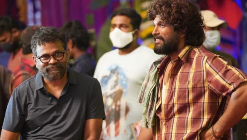 Allu Arjun reacts after Sukumar wins at 69th National Film Awards for Pushpa