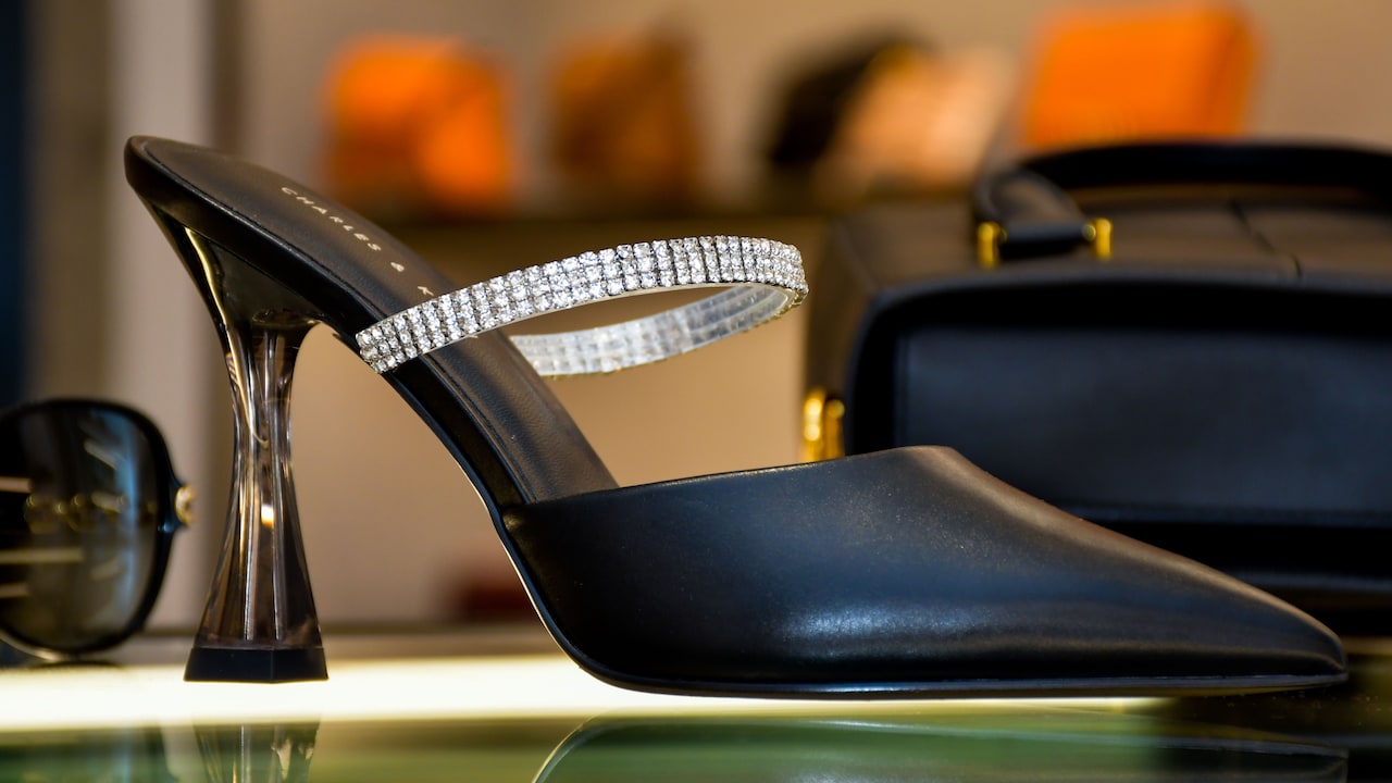 A pair of square-toe heels, styled for a modern and comfortable everyday look