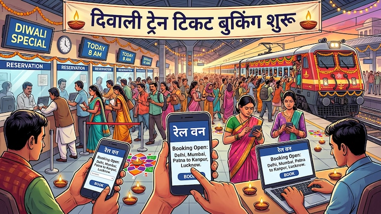दिवाली ट्रेन टिकट बुकिंग आज 8 बजे से शुरू, दिल्ली, मुंबई, पटना से कानपुर-लखनऊ के रेल टिकटों की मारामारी रहेगी