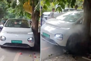 Driverless MG Windsor EV Crashes Into Tree In Ludhiana, Accelerates Post-Crash: Video