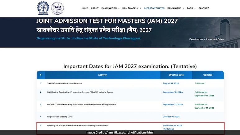 IIT JAM 2027: Registration Deadline Extended Till October 19 IIT JAM 2027: Registration Deadline Extended Till October 19