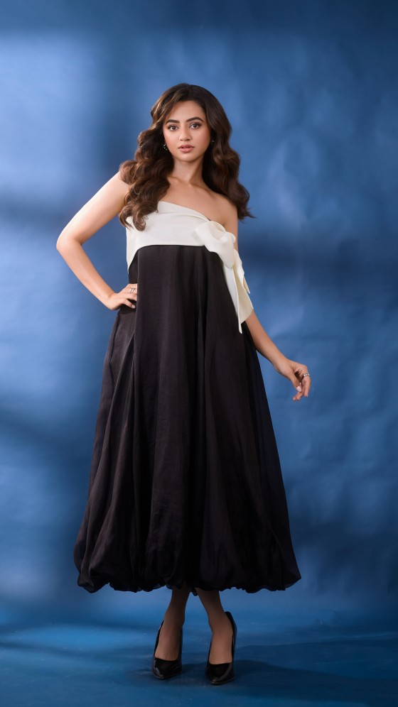 Helly Shah Stuns In A Chic Black And White Gown