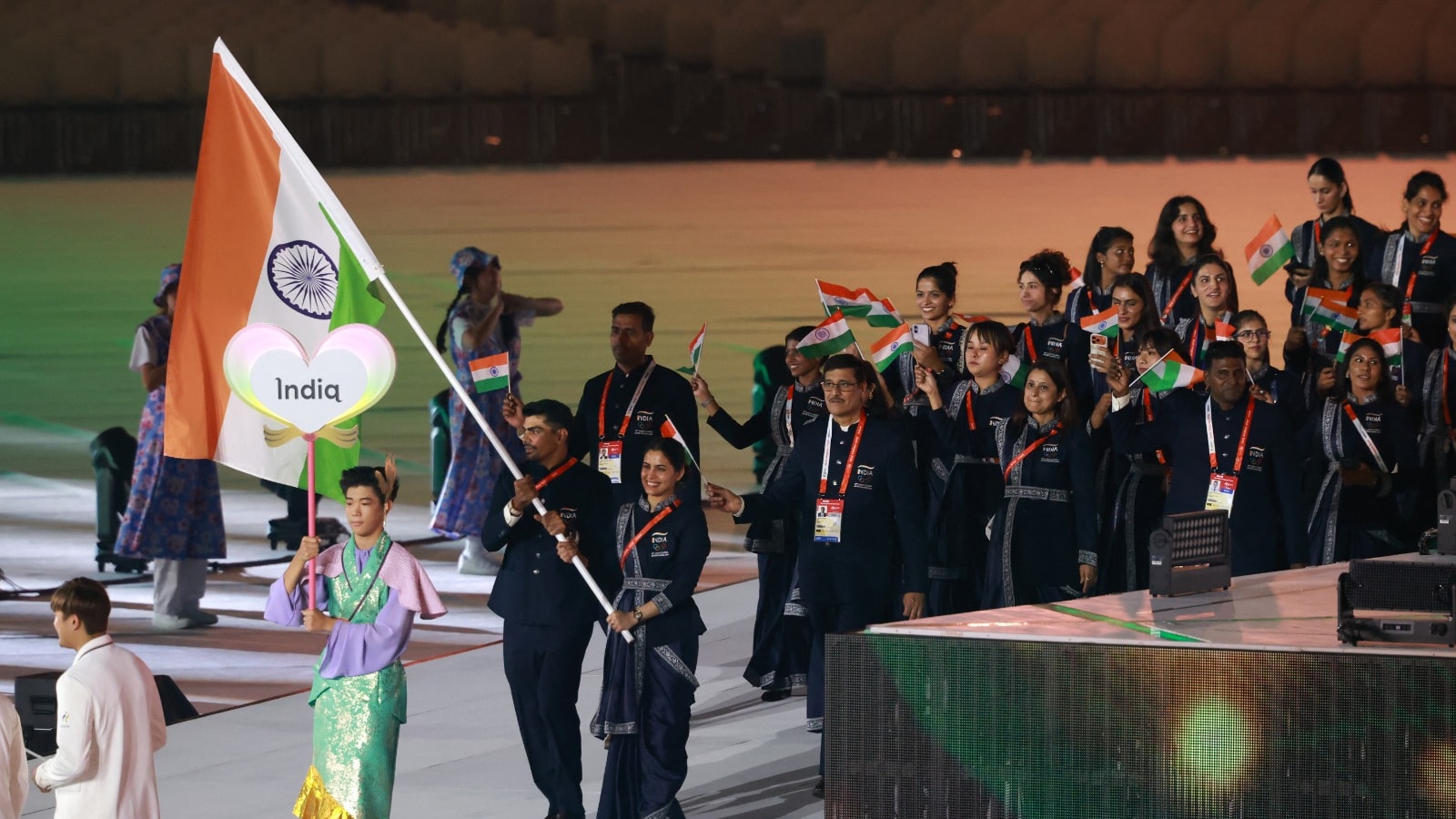 Asian Games Opening Ceremony 2026 LIVE: Manu Bhaker Leads India In Parade, USD 50 Million Opening Ceremony On