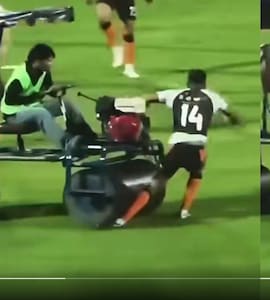 Ex-England Footballer Crushed By Pitch Roller During Warm-Up. Incident Caught On Camera
