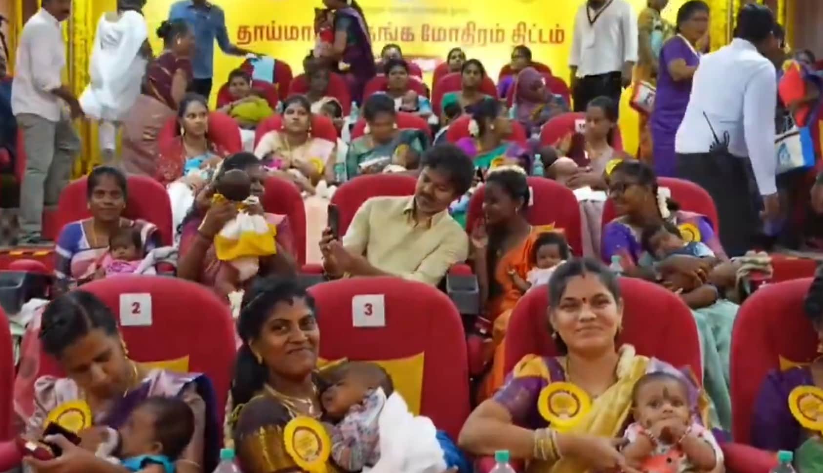 Vijay seen taking selfies with new mothers in Madurai