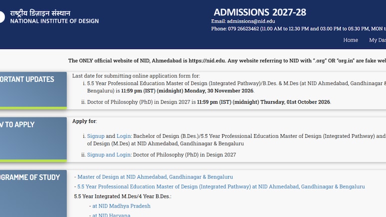 NID Design Aptitude Test 2027 Registration Opens, Check Steps, Eligibility