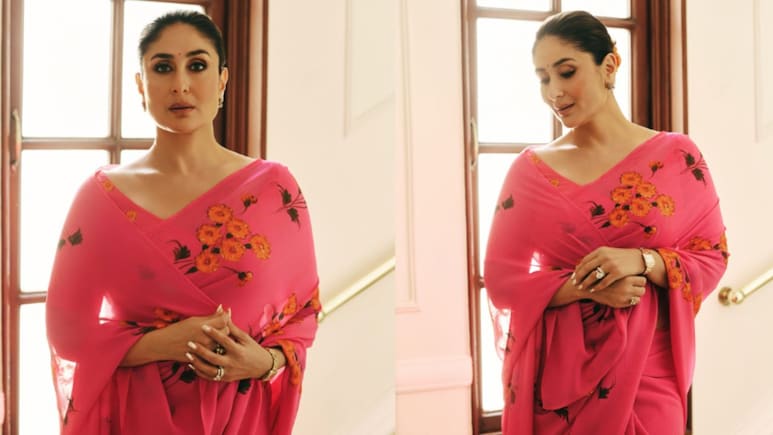 Kareena Kapoor Turns Modern Maharani In Vibrant Pink Saree For <i>Daayra</i> Promotions
