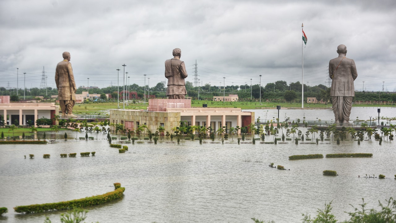 A view of the inundated Rashtra Prerna Sthal, triggered by heavy rainfall, in Lucknow. A view of the inundated Rashtra Prerna Sthal, triggered by heavy rainfall, in Lucknow.