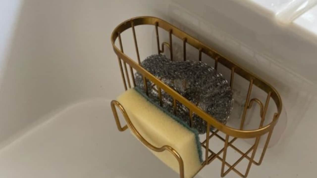 Get sponge holder keeps your sink area dry, tidy, and free of clutter Get sponge holder keeps your sink area dry, tidy, and free of clutter